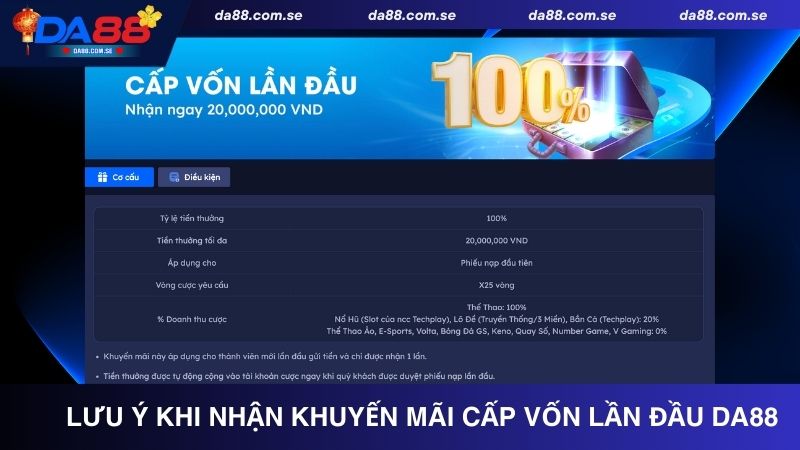 Cấp Vốn Lần Đầu DA88 Ưu Đãi Độc Quyền Cho Thành Viên Mới - IVONIX.BIZ